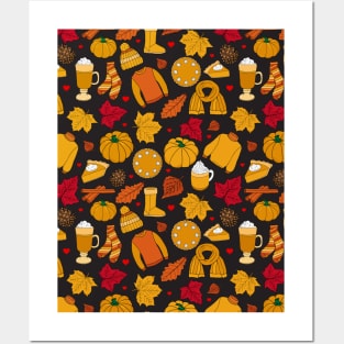 Love Fall Cozy Autumn Pattern Posters and Art